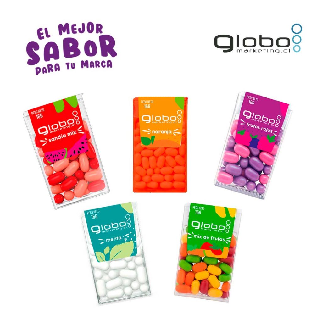 Cajita de caramelos globo marketing